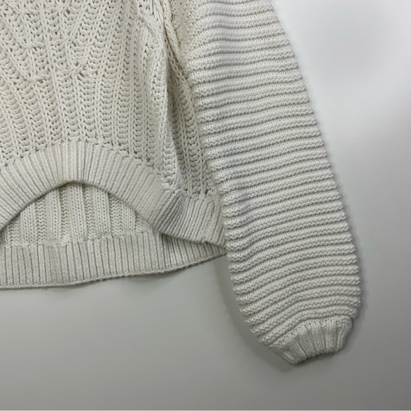 Free People Sweetheart Sweater Off White. Size XS. Mock Neck Ballon Sleeves. - Picture 4 of 7